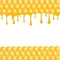 Honeycomb background with flowing honey - vector